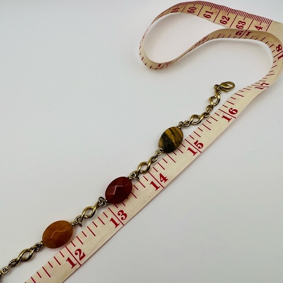 Monet Goldtone Mixed Stone Bead Necklace Vintage - Picture 5 of 5